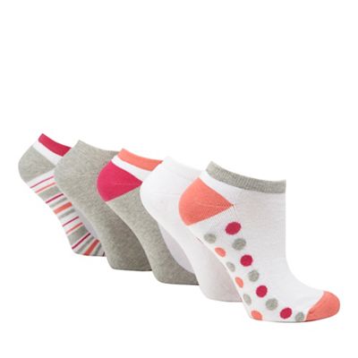 Pack of five multi-colour printed trainer socks